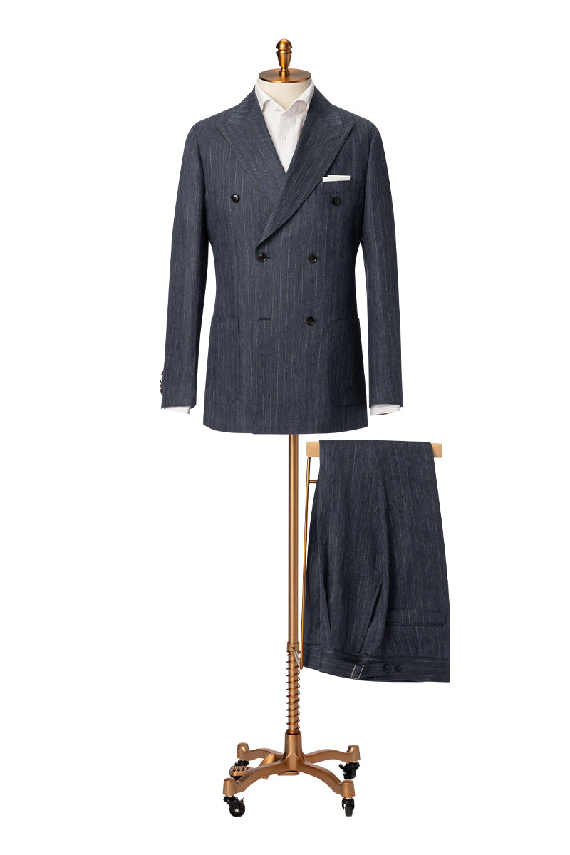 Navy Blue W/ White Pinstripe Suit