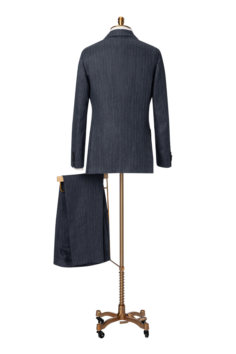 Navy Blue W/ White Pinstripe Suit