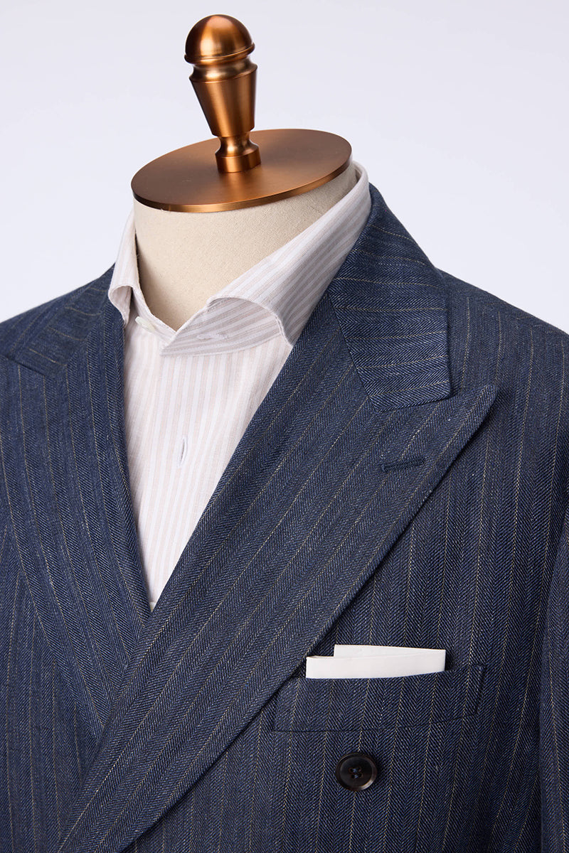 Navy Blue W/ White Pinstripe Suit
