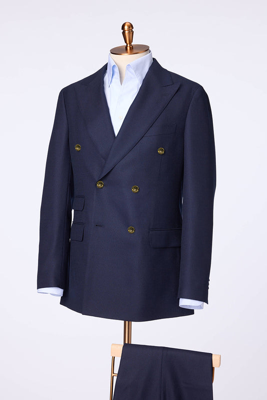 Double Breasted Navy bird's eye fabric 100% wool