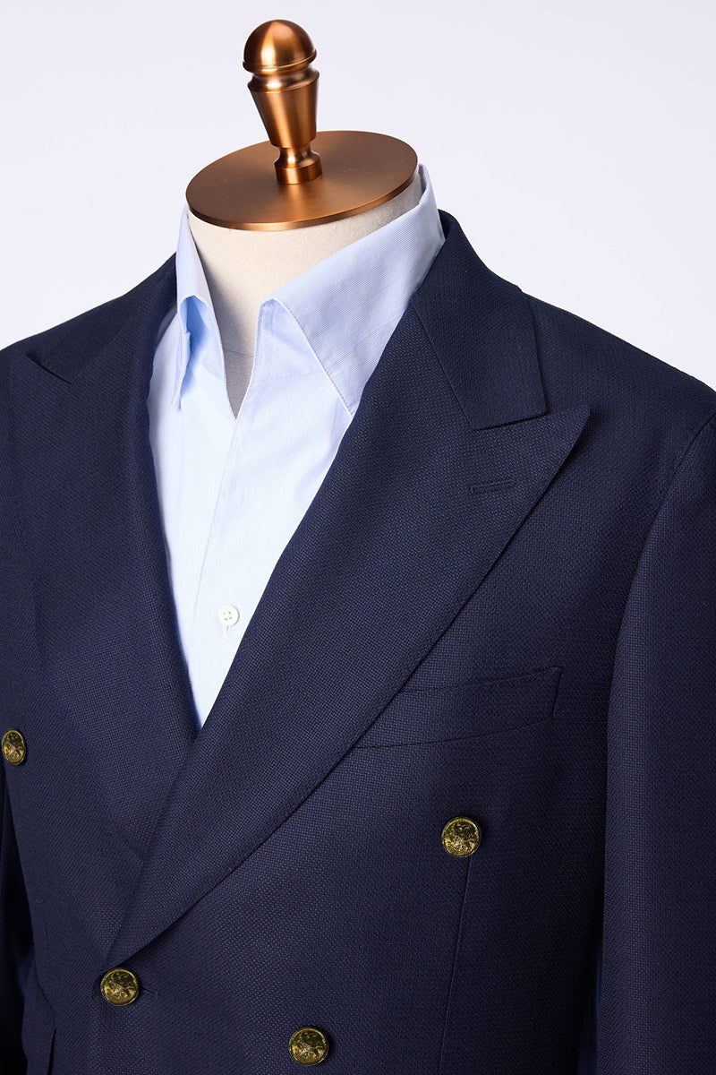 Double Breasted Navy bird's eye fabric 100% wool